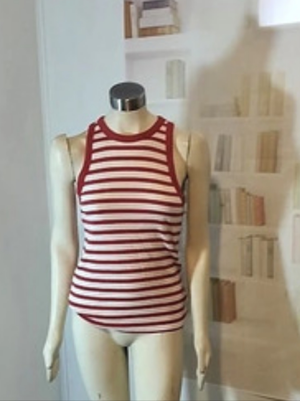 Striped Tank Top in Red & White Size Medium